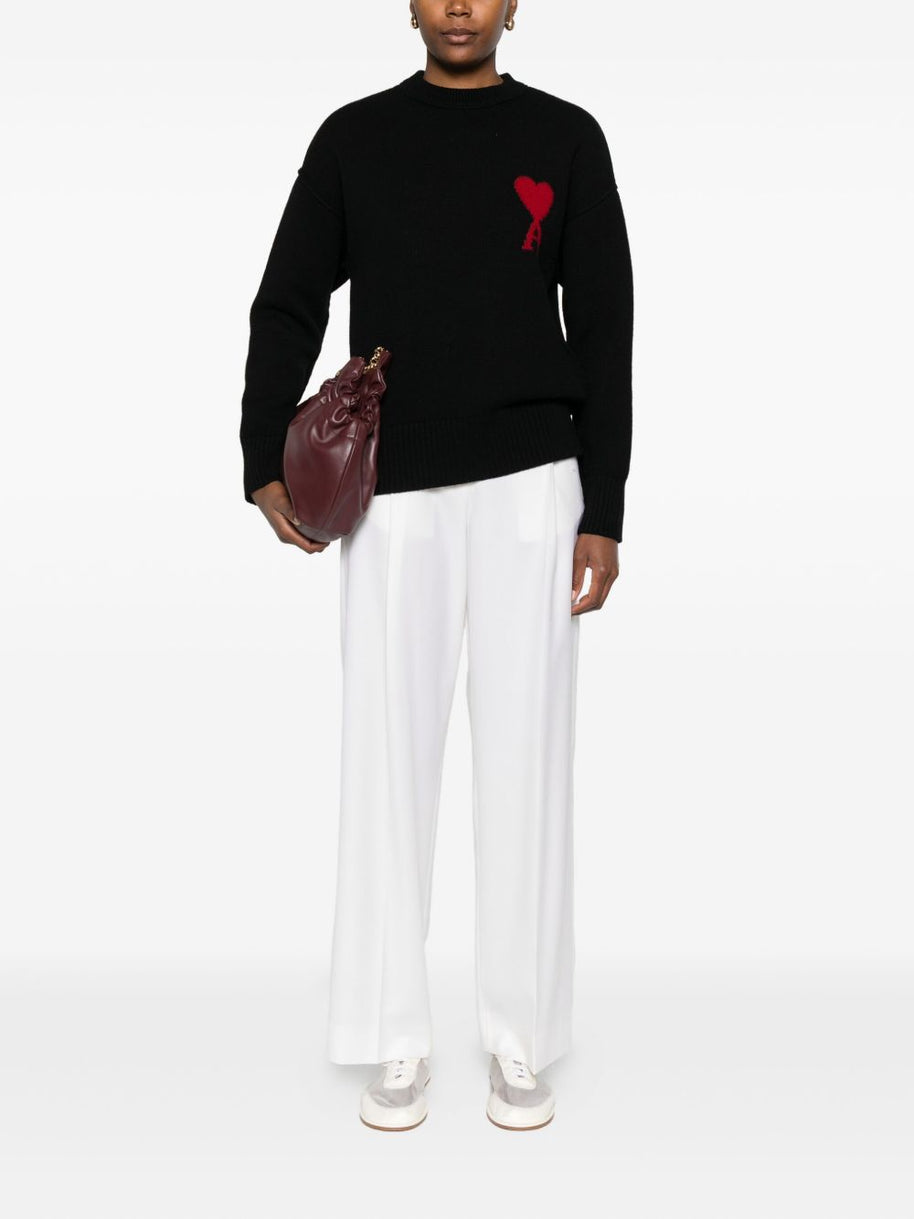 Ami Paris Ami De Coeur Wool Cardigan Black
