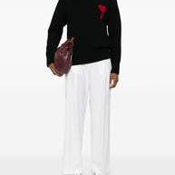 Ami Paris Ami De Coeur Wool Cardigan Black