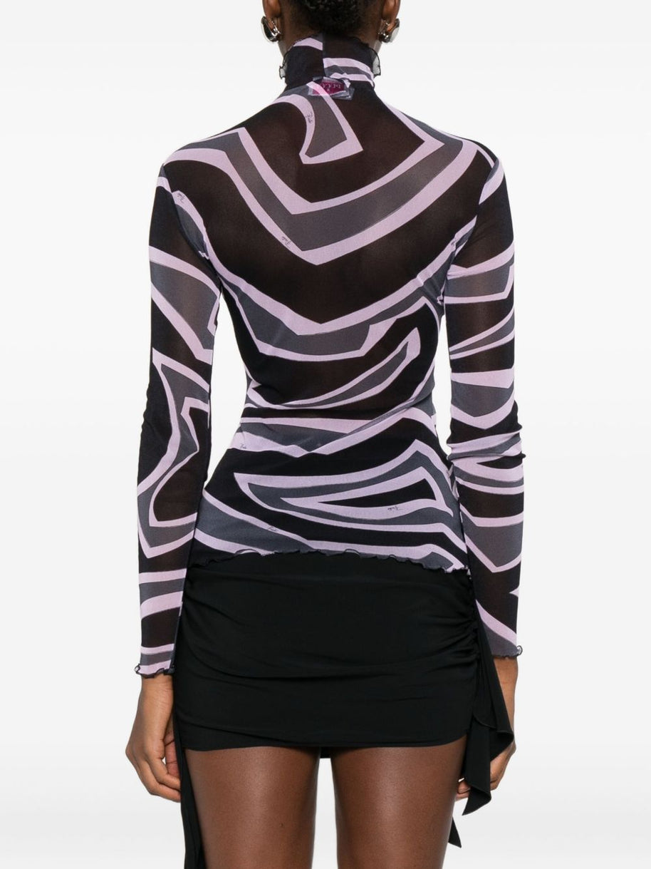 Pucci Printed Tulle Top Black