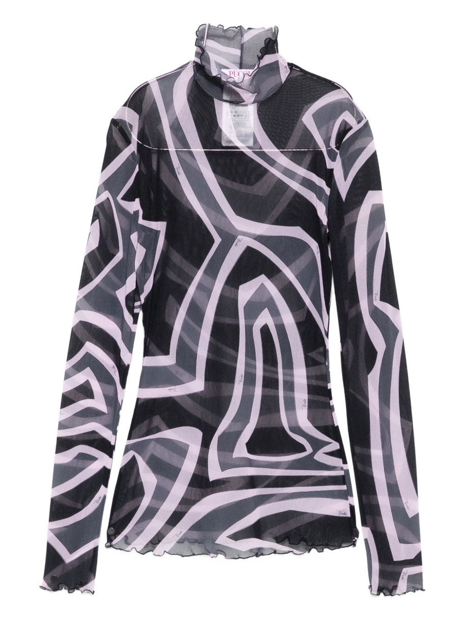 Pucci Printed Tulle Top Black