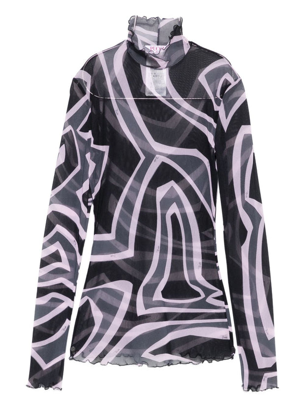 Pucci Printed Tulle Top Black