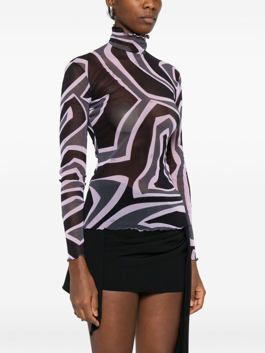 Pucci Printed Tulle Top Black