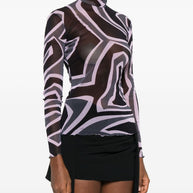 Pucci Printed Tulle Top Black