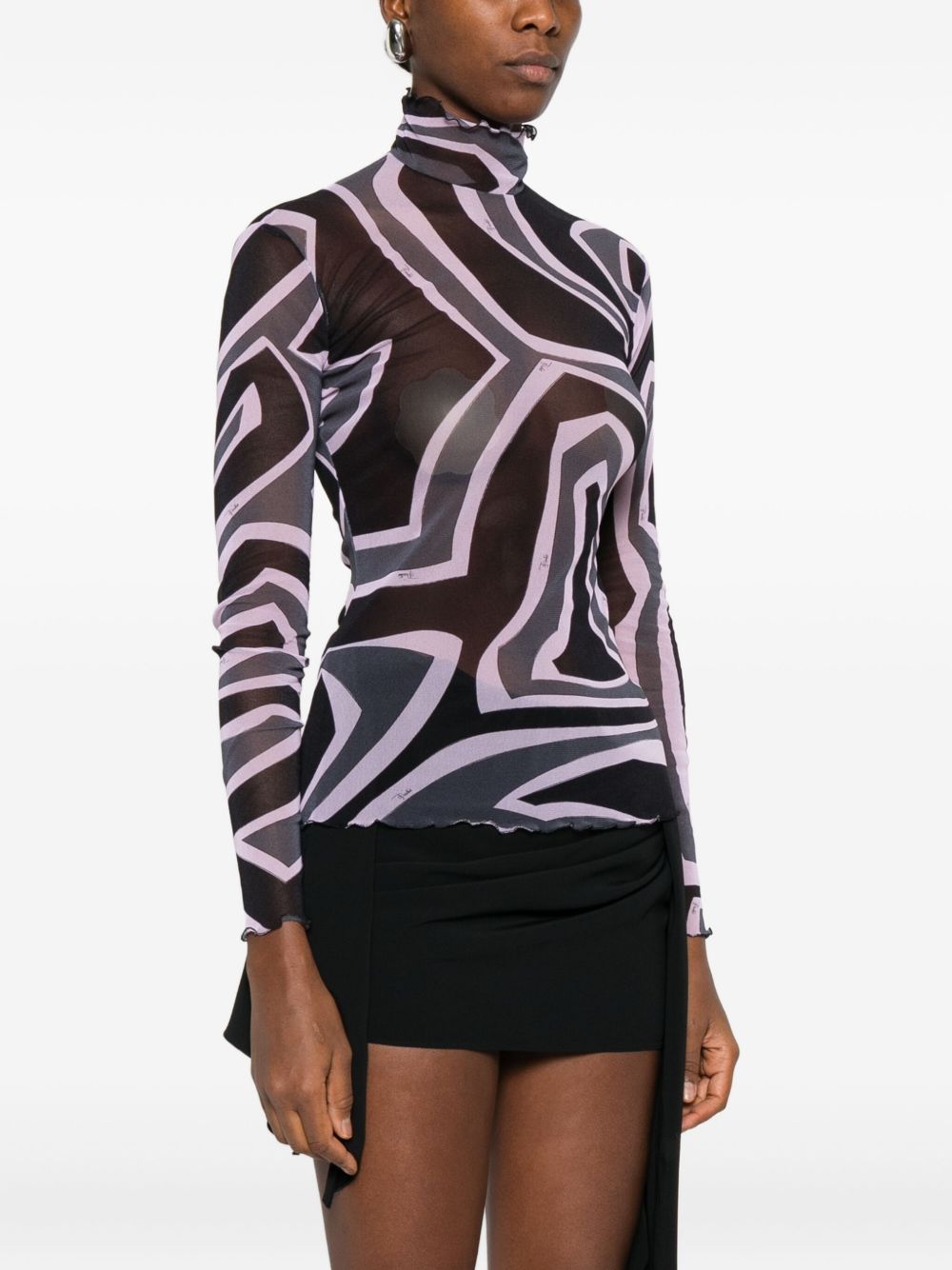Pucci Printed Tulle Top Black