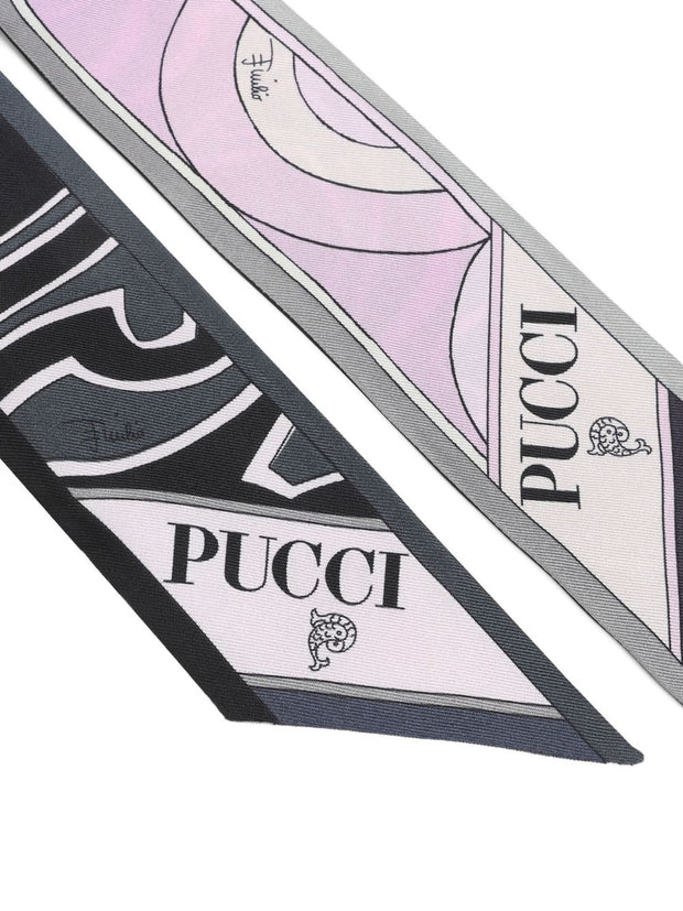 Pucci Printed Silk Foulard Scarf Black
