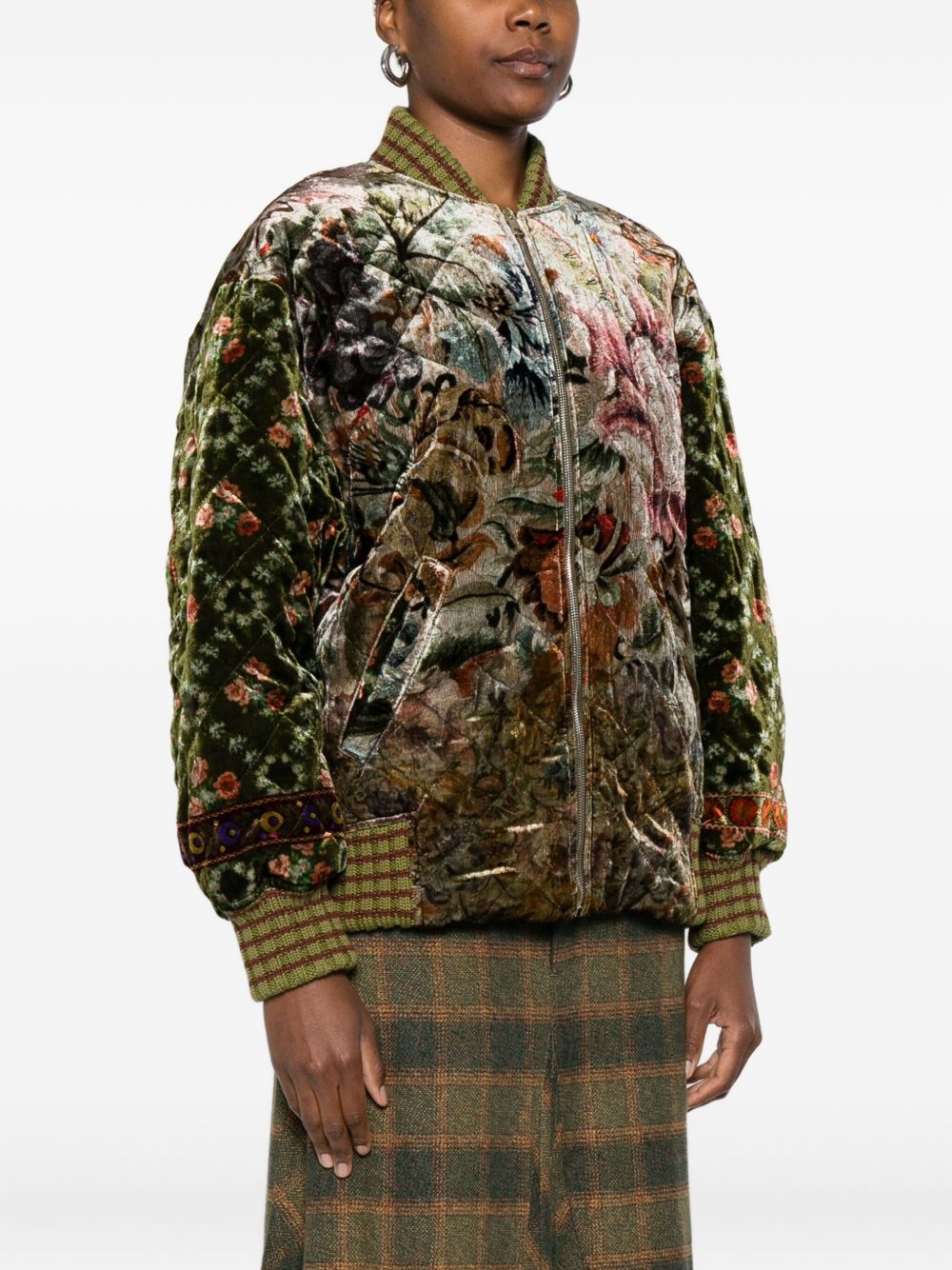 Pierre Louis Mascia Printed Silk Blend Bomber Jacket - Beige