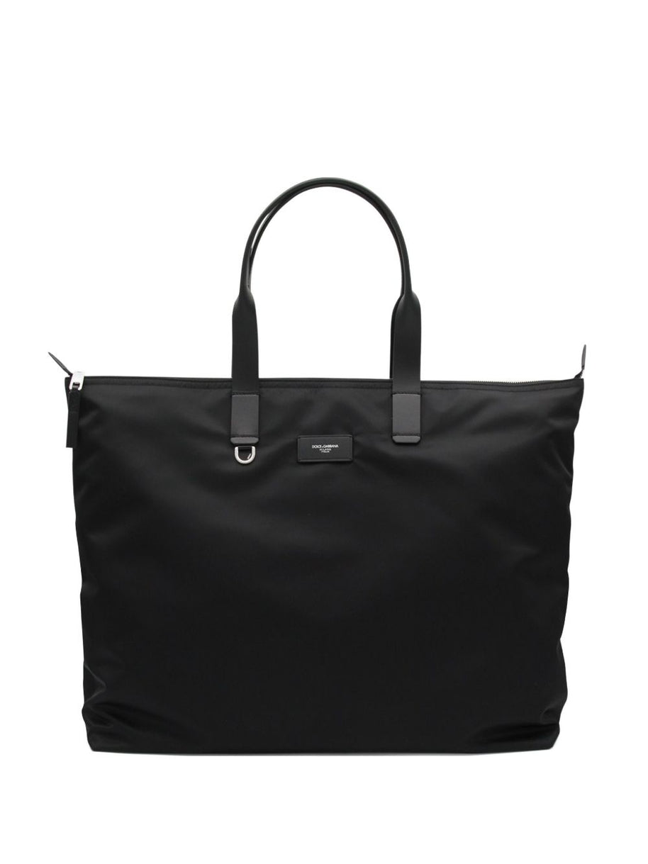Dolce & Gabbana Nylon And Leather Tote Bag Black