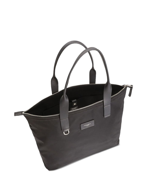 Dolce & Gabbana Nylon And Leather Tote Bag Black