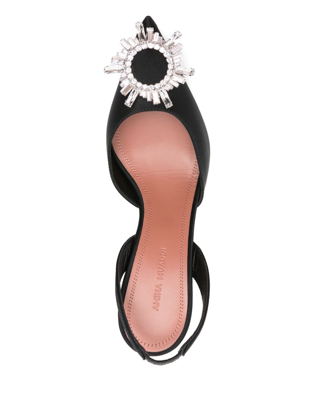 Amina Muaddi Begum Satin Slingback Pumps Black