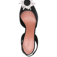 Amina Muaddi Begum Satin Slingback Pumps Black