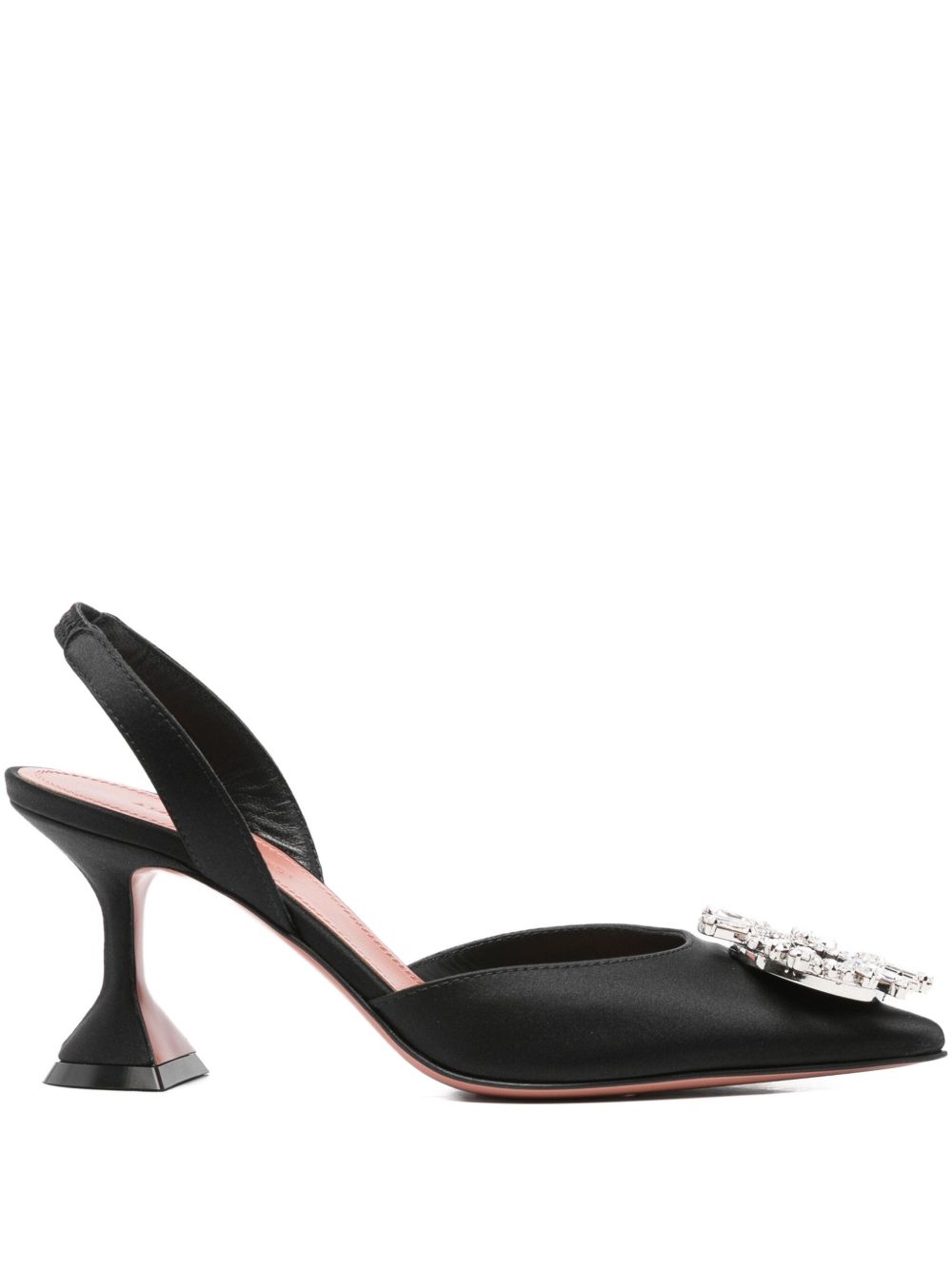 Amina Muaddi Begum Satin Slingback Pumps Black