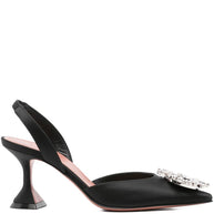 Amina Muaddi Begum Satin Slingback Pumps Black