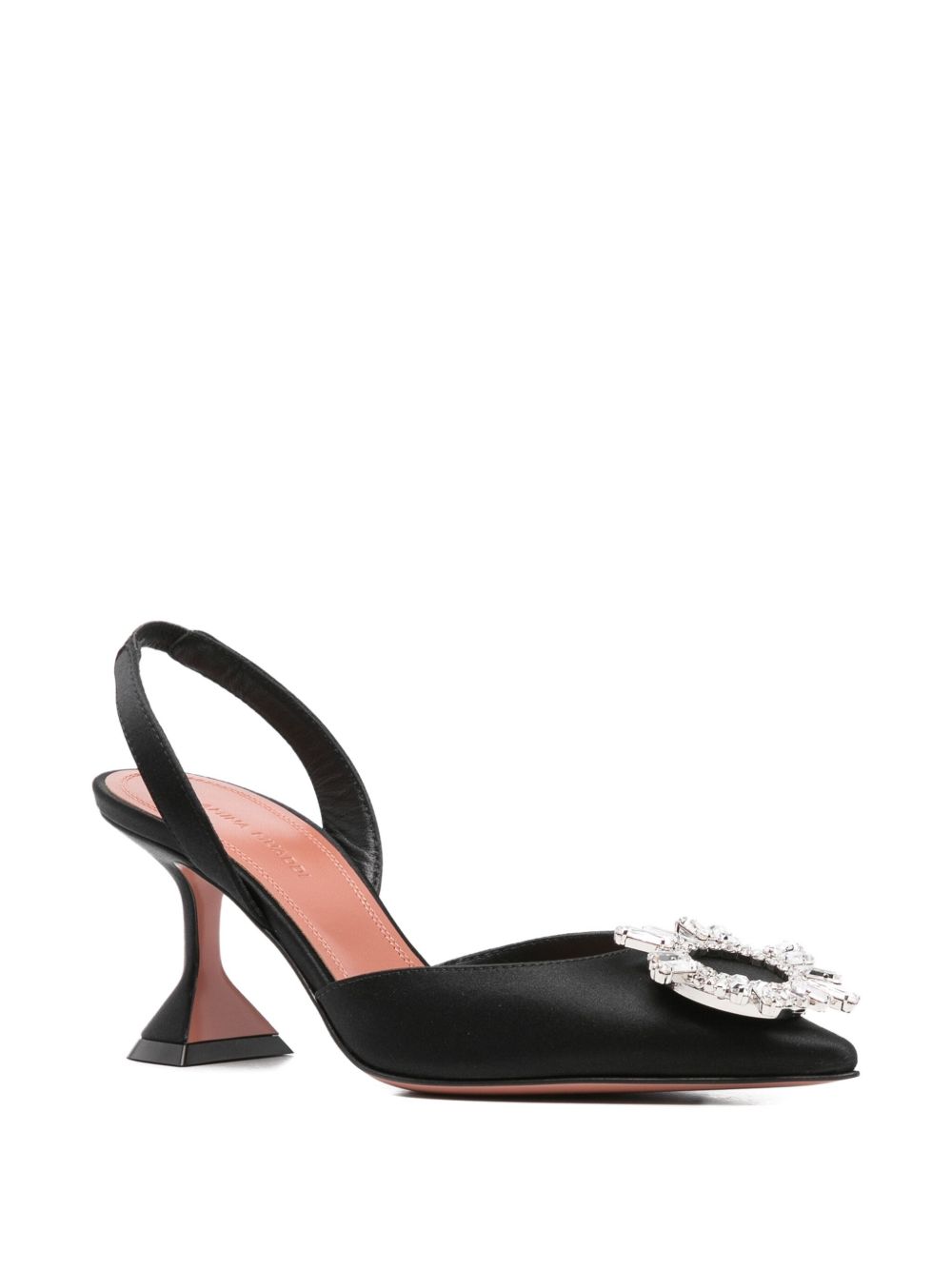 Amina Muaddi Begum Satin Slingback Pumps Black