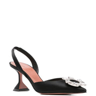 Amina Muaddi Begum Satin Slingback Pumps Black