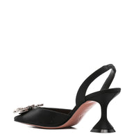 Amina Muaddi Begum Satin Slingback Pumps Black