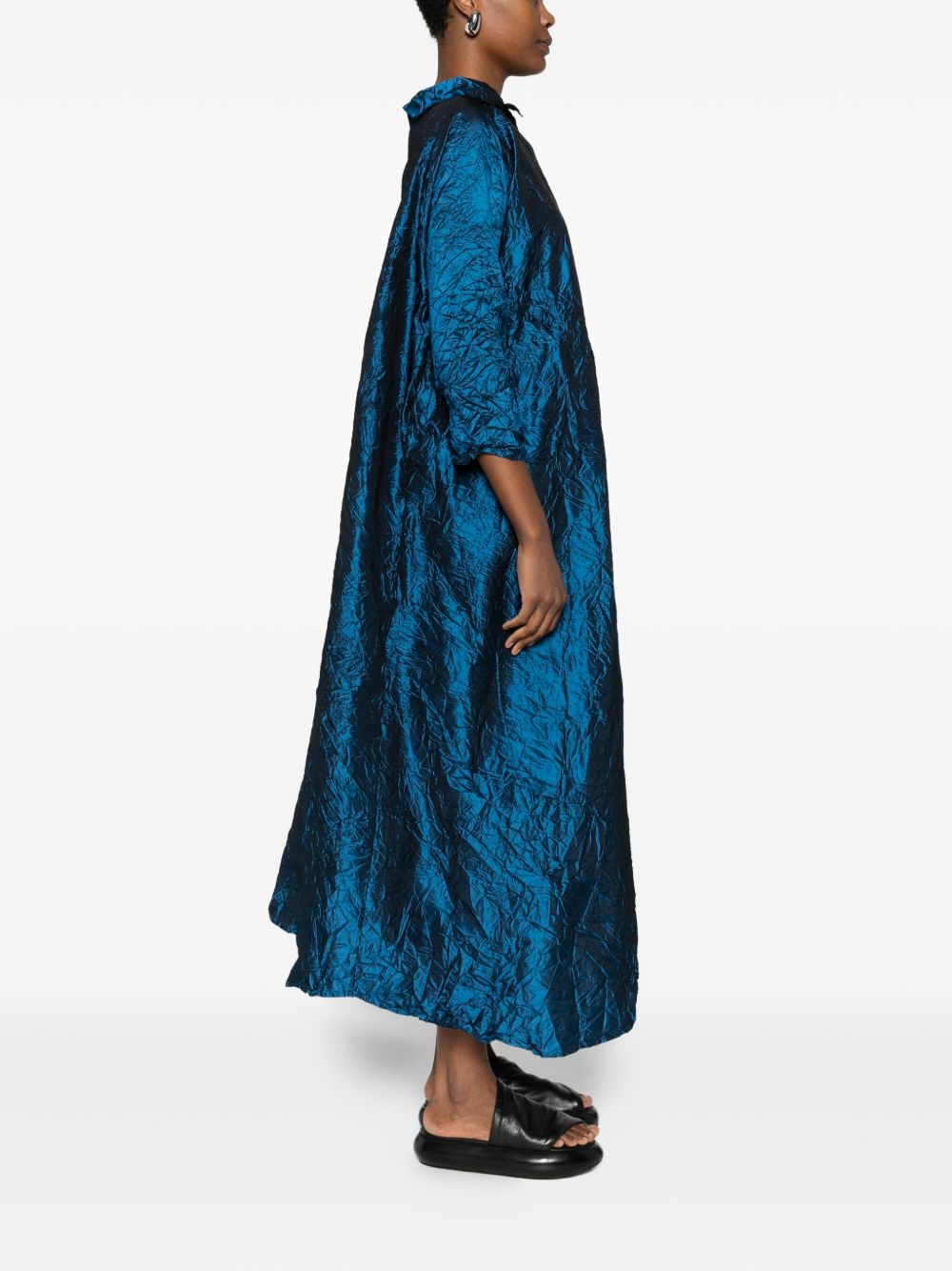 Daniela Gregis Silk Short Dress Blue
