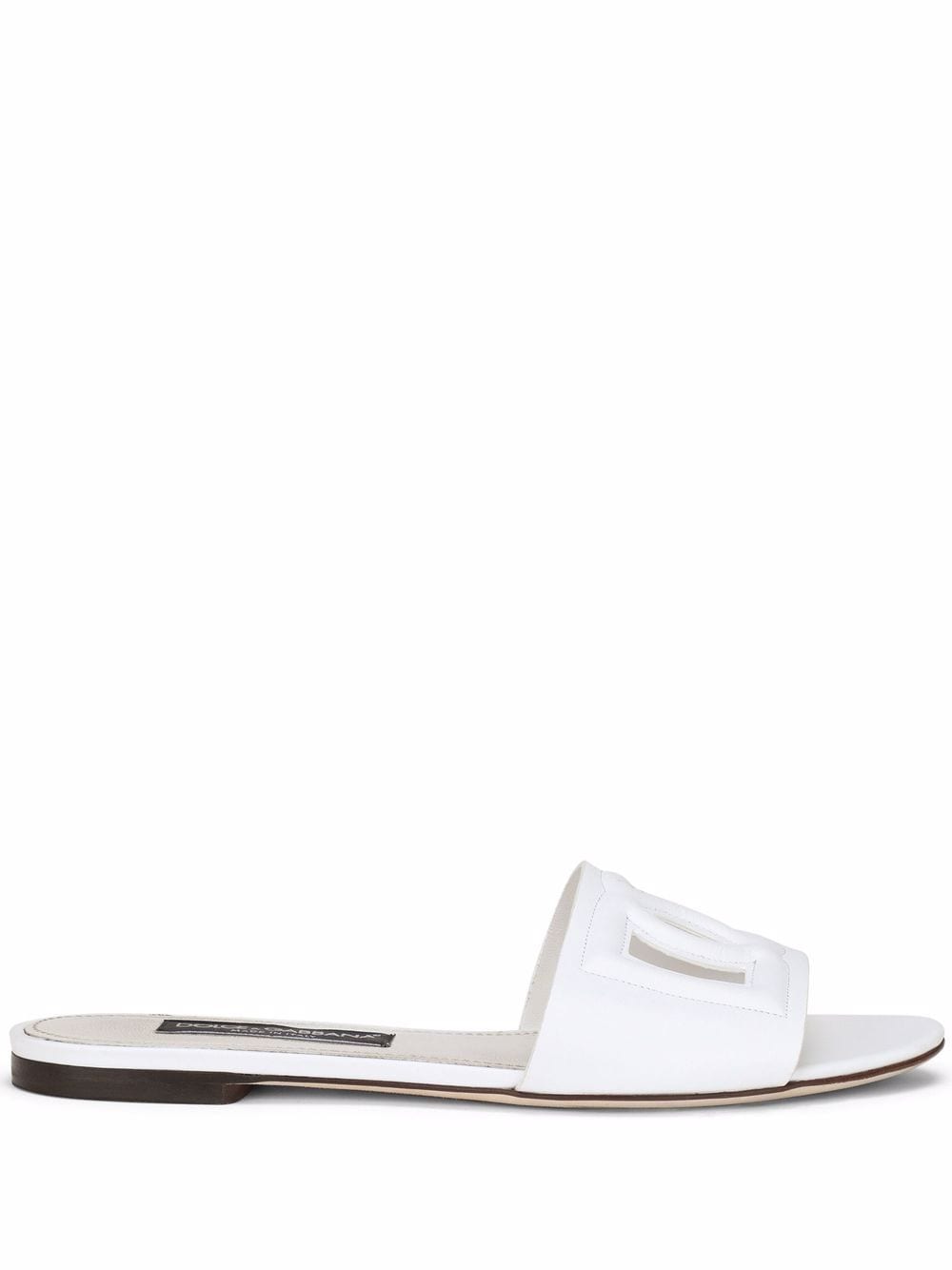 Dolce & Gabbana DG Logo Leather Flat Sandals White
