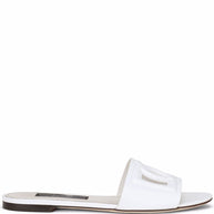 Dolce & Gabbana DG Logo Leather Flat Sandals White