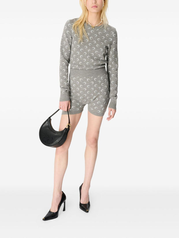 MARINE SERRE Moon Wool Blend Sweater Light Grey