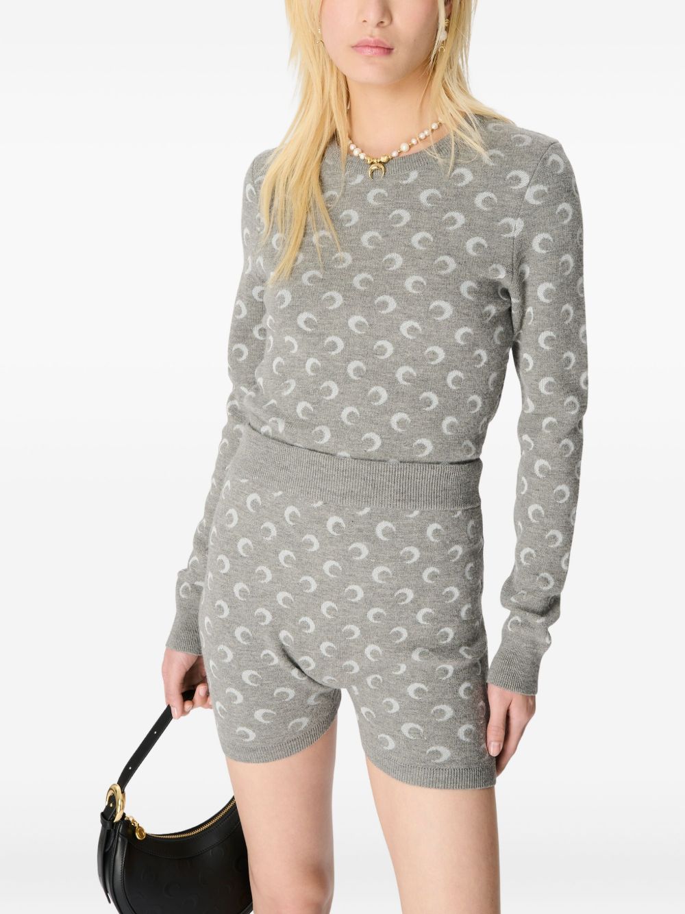 MARINE SERRE Moon Wool Blend Sweater Light Grey