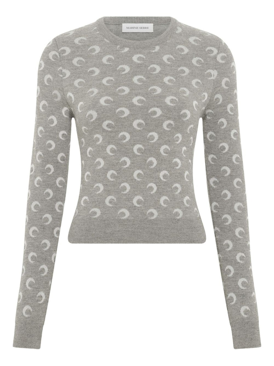 MARINE SERRE Moon Wool Blend Sweater Light Grey
