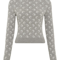 MARINE SERRE Moon Wool Blend Sweater Light Grey