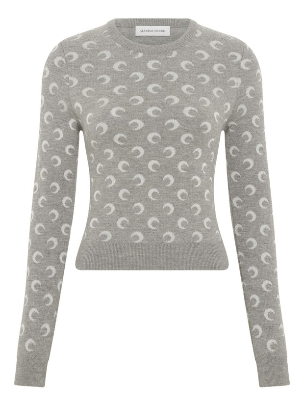 MARINE SERRE Moon Wool Blend Sweater Light Grey