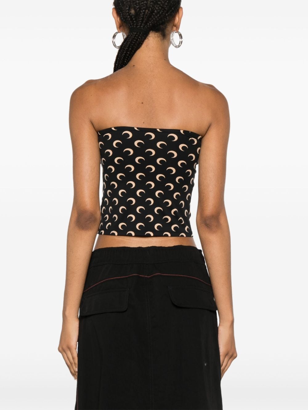 MARINE SERRE Moon Off-shoulder Tube Top Black