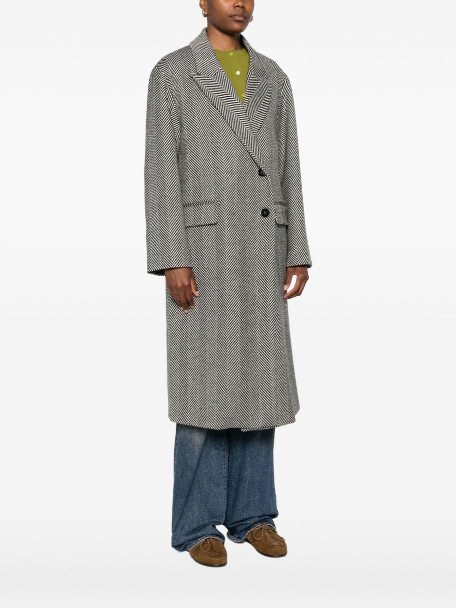 Forte Forte Wool Herringbone Coat Grey