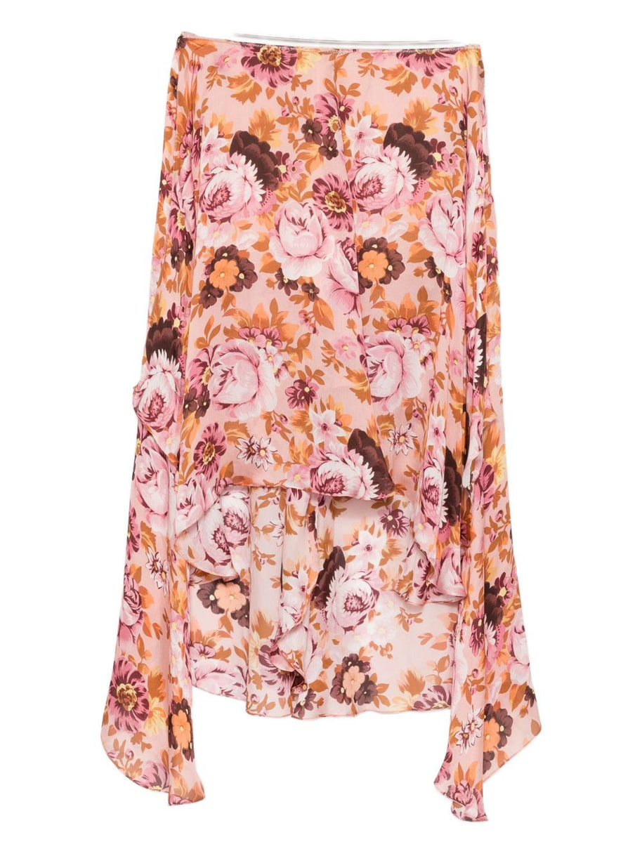 Chloé Silk Printed Skirt Pink