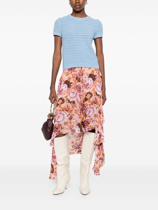 Chloé Silk Printed Skirt Pink