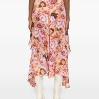 Chloé Silk Printed Skirt Pink