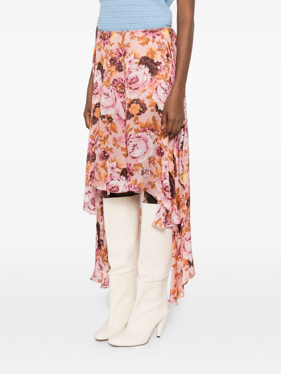 Chloé Silk Printed Skirt Pink