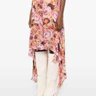 Chloé Silk Printed Skirt Pink