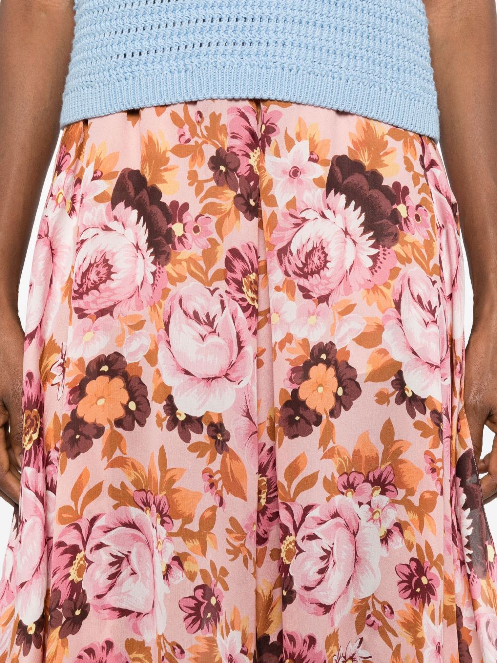 Chloé Silk Printed Skirt Pink