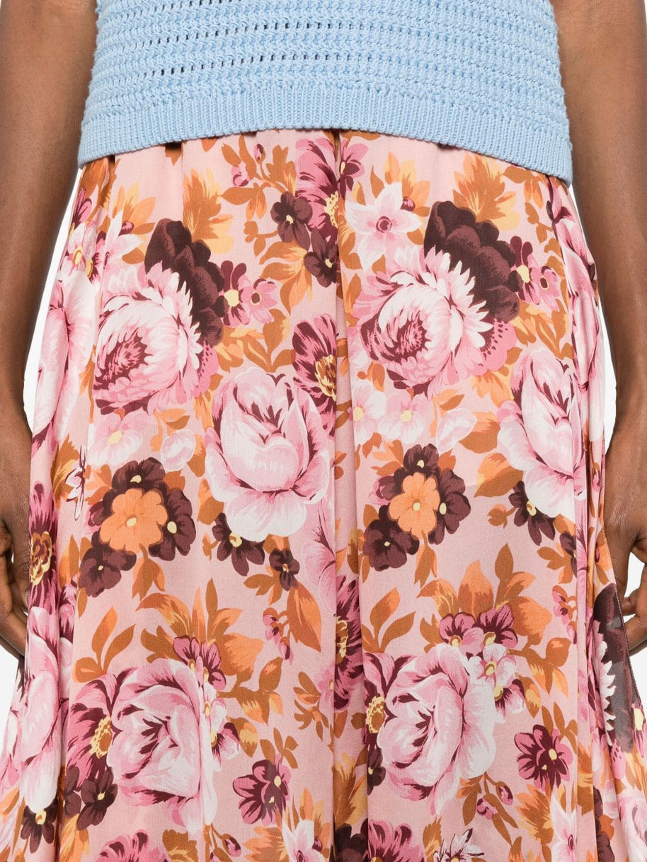 Chloé Silk Printed Skirt Pink