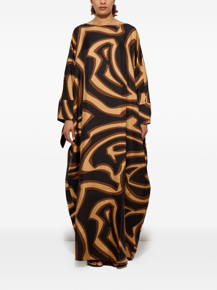 Pucci Printed Silk Kaftan Brown