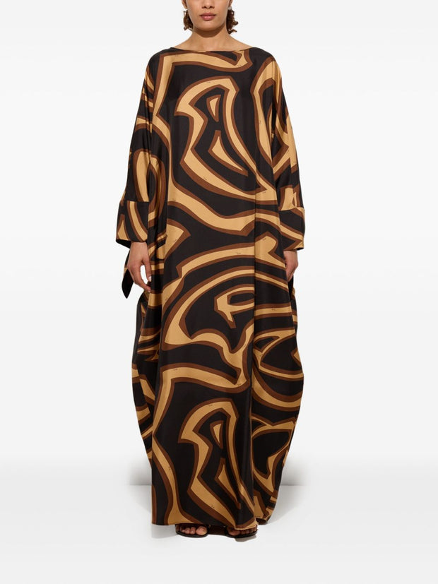Pucci Printed Silk Kaftan Brown