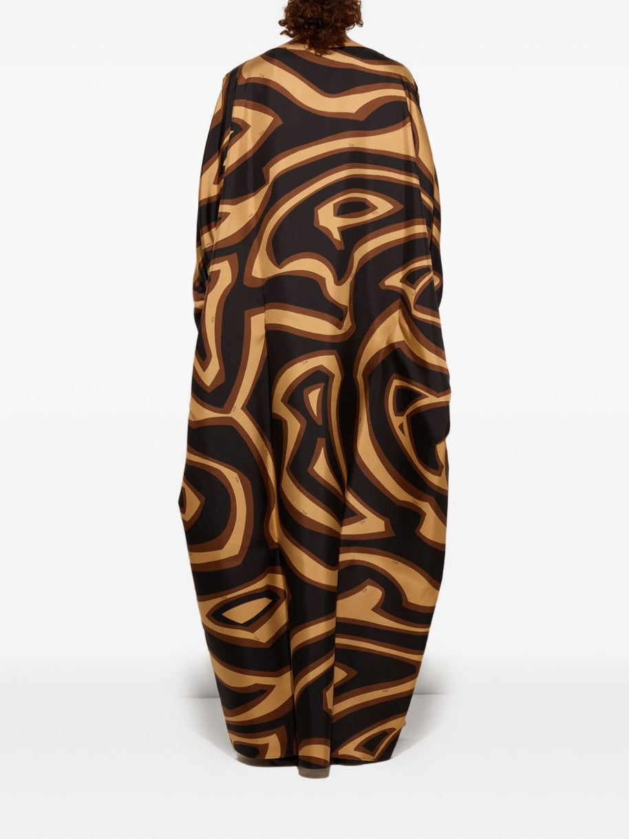 Pucci Printed Silk Kaftan Brown