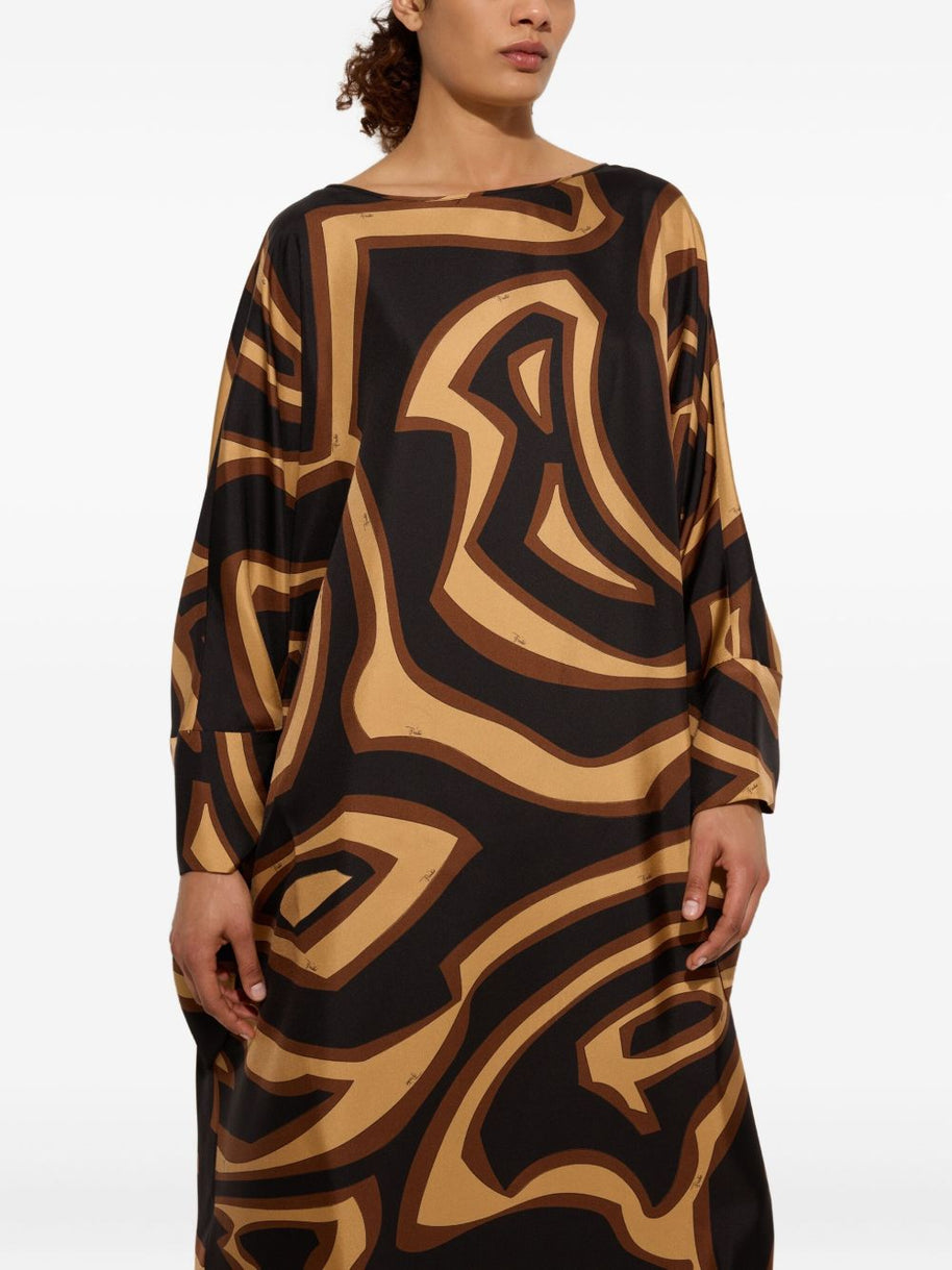 Pucci Printed Silk Kaftan Brown