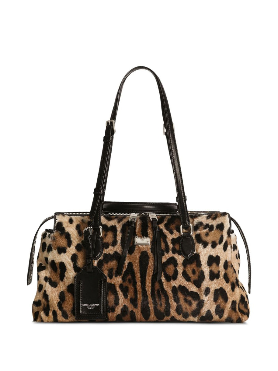 Dolce & Gabbana Animal Print Handbag Brown