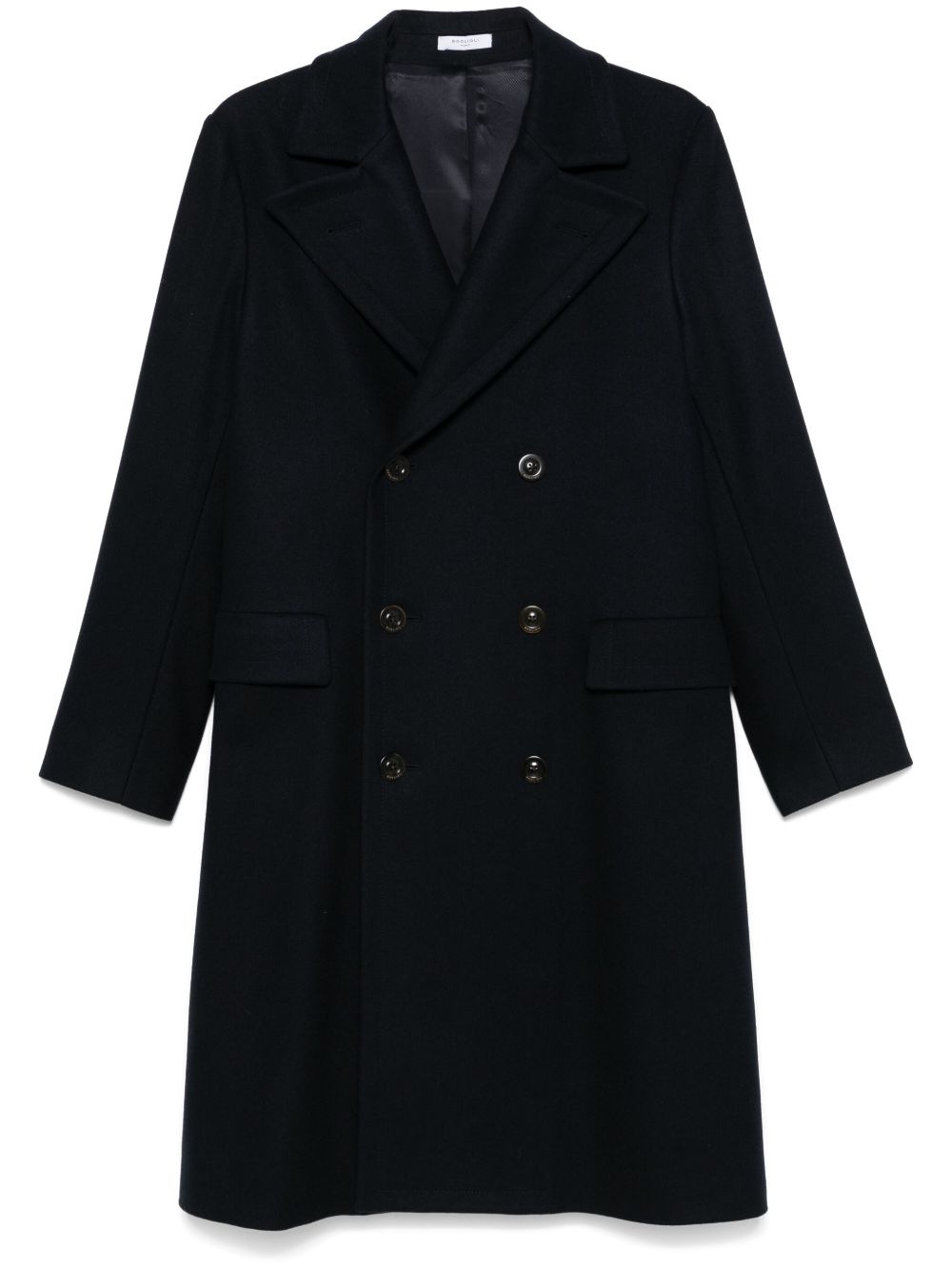 Boglioli Wool And Cashmere Double-breasted Coat Blue