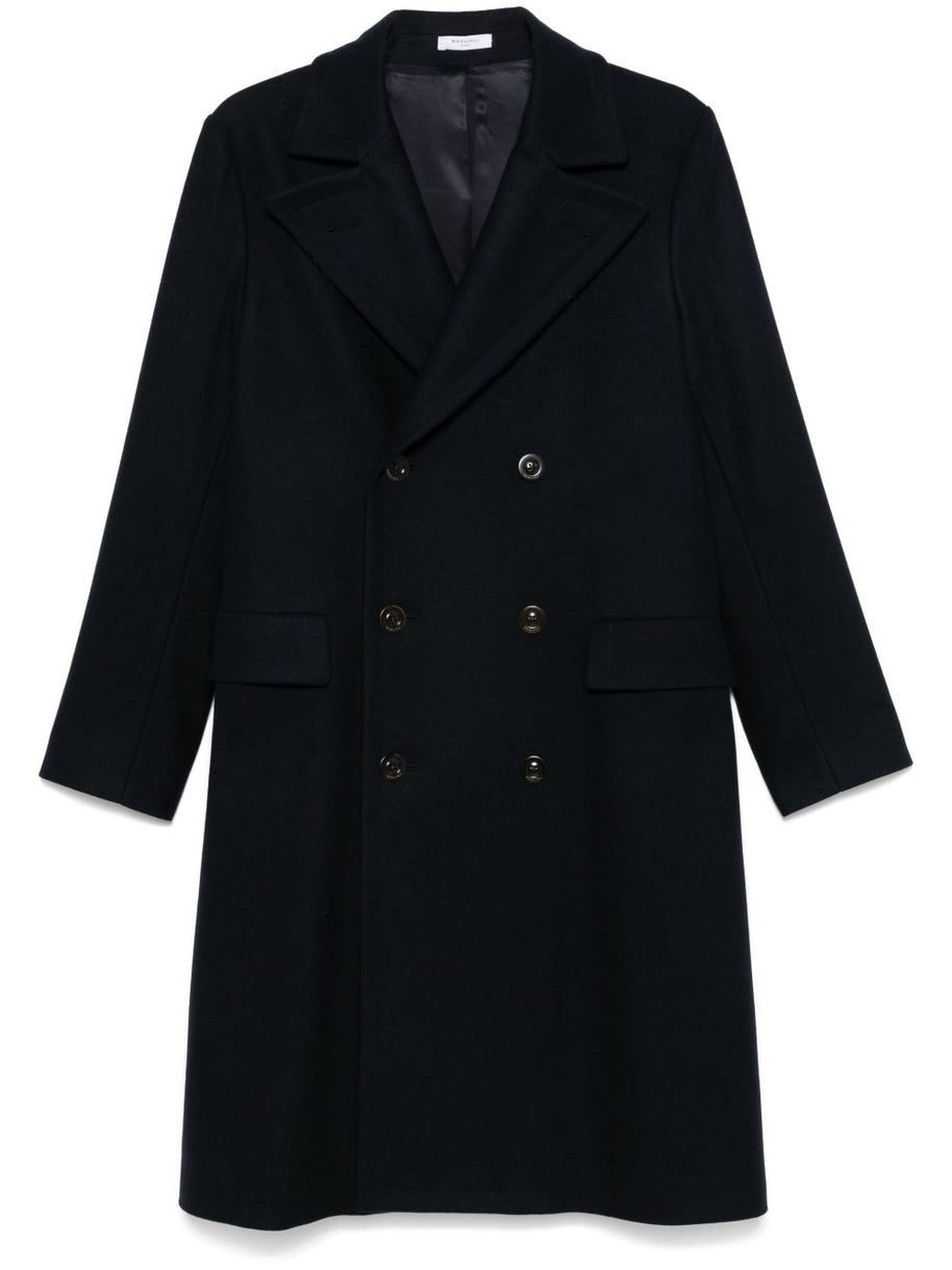 Boglioli Wool And Cashmere Double-breasted Coat Blue