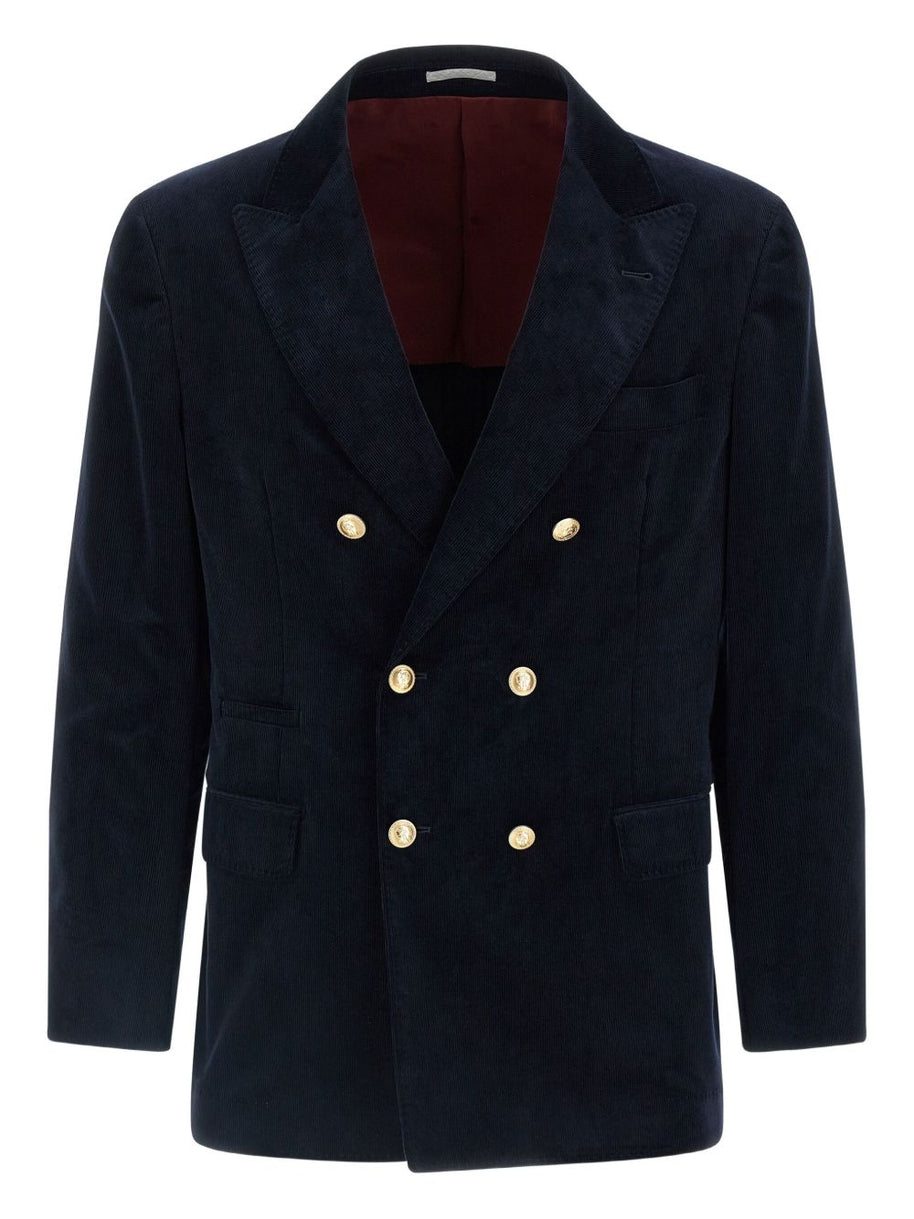 Brunello Cucinelli Cotton Double-breasted Jacket Blue