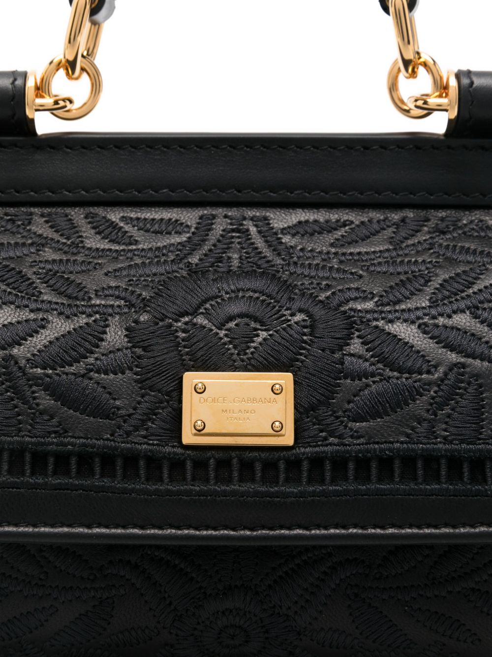 Dolce & Gabbana Sicily Small Embroidered Handbag Black