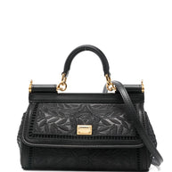 Dolce & Gabbana Sicily Small Embroidered Handbag Black