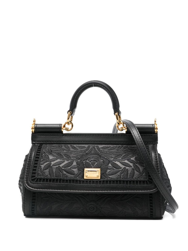 Dolce & Gabbana Sicily Small Embroidered Handbag Black