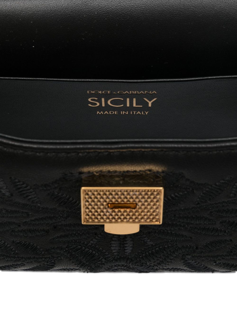 Dolce & Gabbana Sicily Small Embroidered Handbag Black