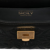 Dolce & Gabbana Sicily Small Embroidered Handbag Black