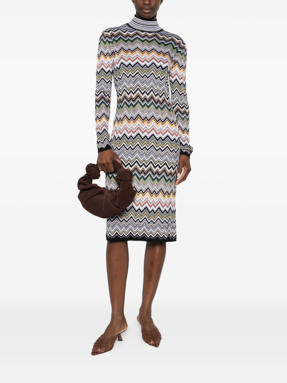 Missoni Wool Blend Midi Dress Brown